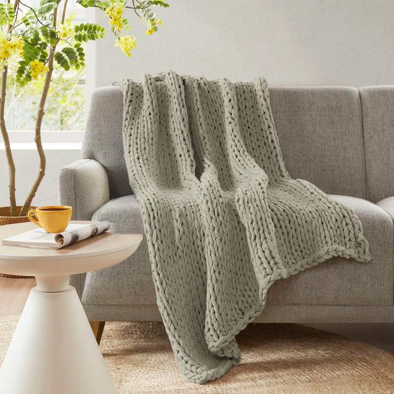 Kelly Clarkson Home Madison Hand Made Chunky Double Knit Throw Blanket