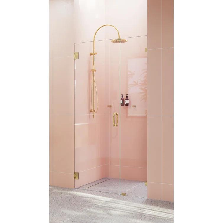Glass Warehouse Illume 36.5 in. x 78 in. Fully Frameless Wall Hinge Shower Door GW-WH-36-5-PB