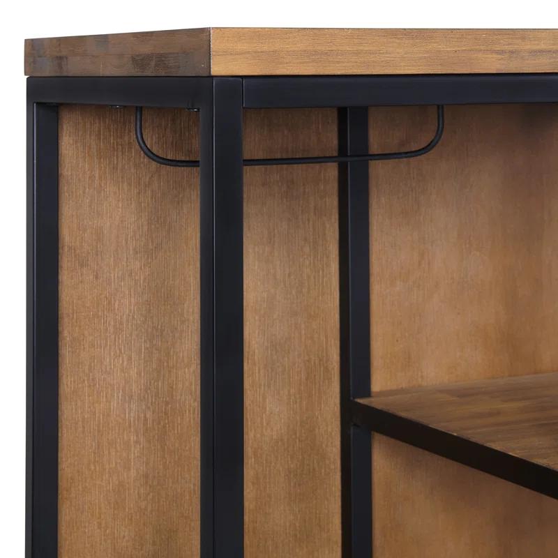 Alaterre Lloyd 28"W 58"H Rustic Industrial Metal Frame Hall Tree With Covered Back, Shelves And Shoe Storage