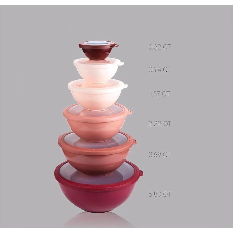 WRIWON 12 Piece Nesting Bowls Set includes 6 Prep Bowls and 6 Lids