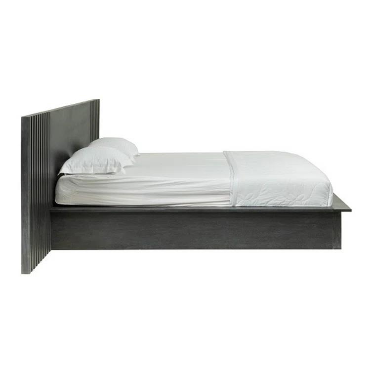 Benjara Cid Queen Platform Bed, 2 Drawers, Wall Headboard