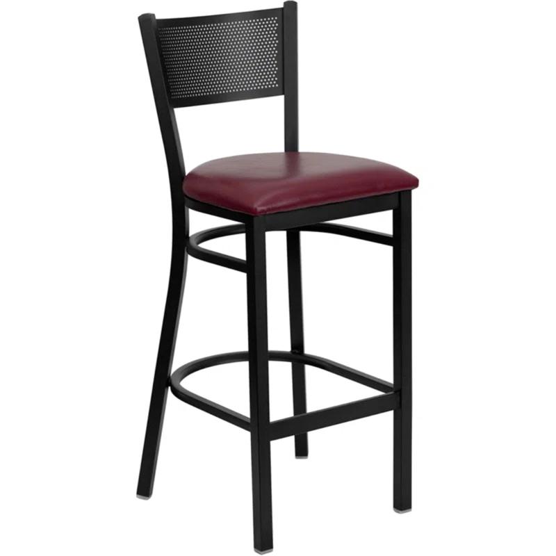 Flash Furniture Miranda Commercial Grade Grid Back Metal Restaurant Barstool with Vinyl Seat