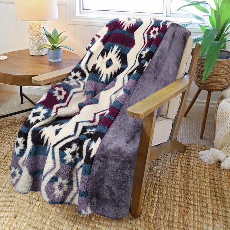Catalonia Southwest Throw Blanket, Aztec Blanket for Couch or Room Decor, Reversible Comfy Fluffy Blanket, Gift Blanket, 50 x 60 inches
