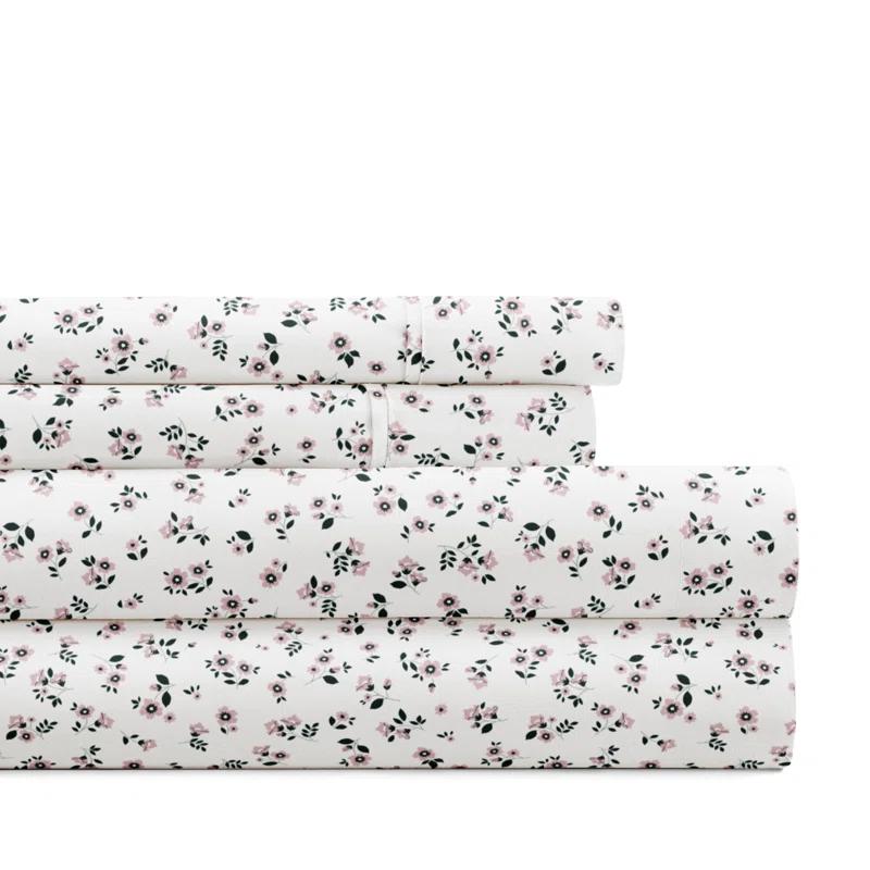 IEnjoy Home 4 Piece Sheet Set Patterned Microfiber Ultra Soft Bedding in Floral Dream