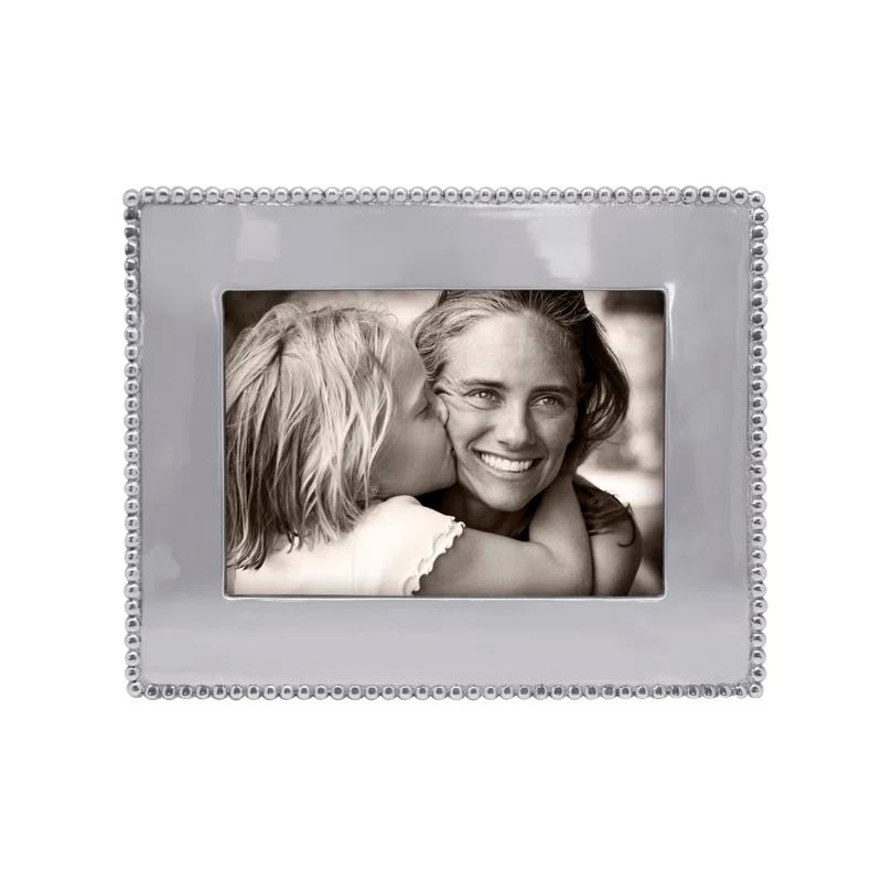 Beaded Silver Metal Beaded Picture Frame