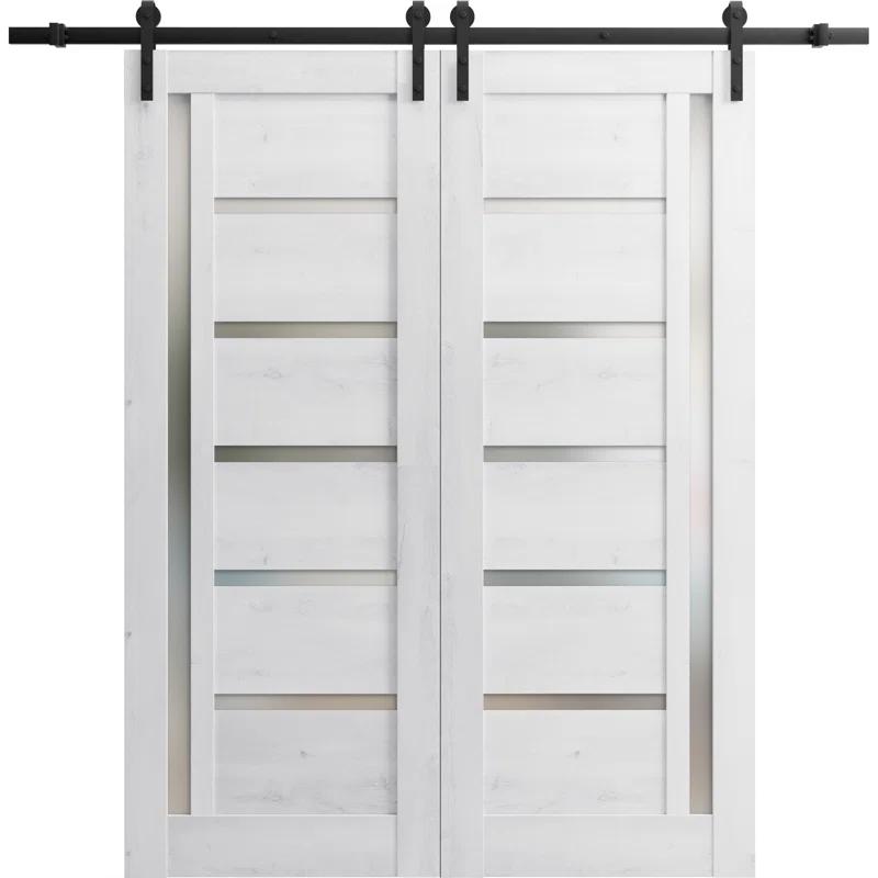 SARTODOORS Quadro Solid + Manufactured Wood Paneled Barn Door