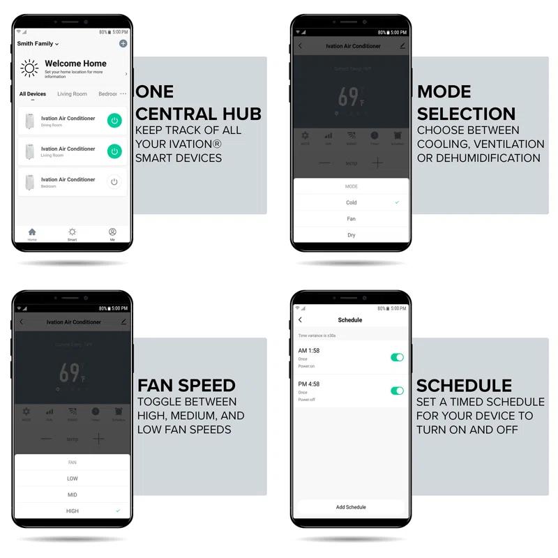 Ivation Ivation 13000 BTU Wi-Fi Connected Portable Air Conditioner for 500 Square Feet with Remote Included