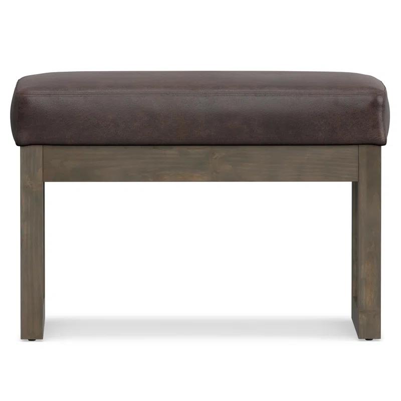 Simpli Home Milltown Ottoman Bench with Upholstered Seat and Solid Wood Frame