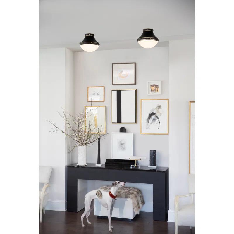 Hinkley Hinkley Oliver 15.75" 3-Light Shallow Flush Mount Ceiling Light w/ Etched Opal Glass