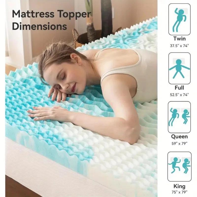 Alwyn Home 2 Inch Mattress Topper, 5-Zone Memory Foam Mattress Topper, Cooling Gel Mattress Topper, Topper For Pressure Relieve