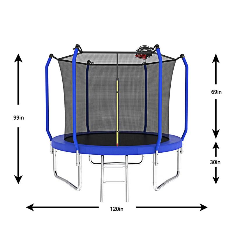 wendeway 10FT Trampoline With Basketball Hoop,  ASTM Approved Reinforced Type Outdoor Trampoline With Enclosure Net