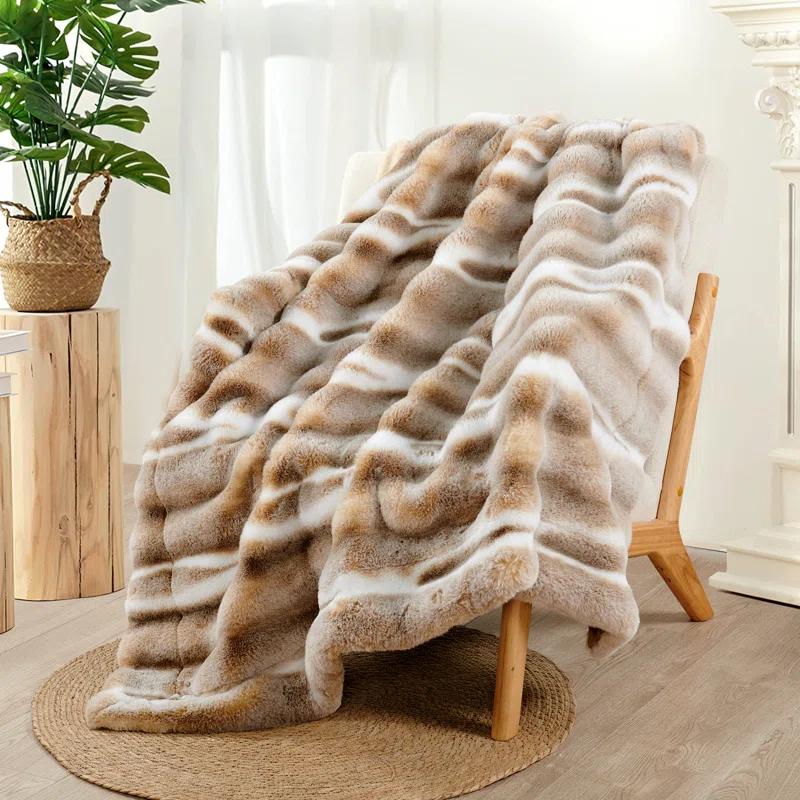 Home Soft Things Tip Dying Faux Fur Throw Blanket