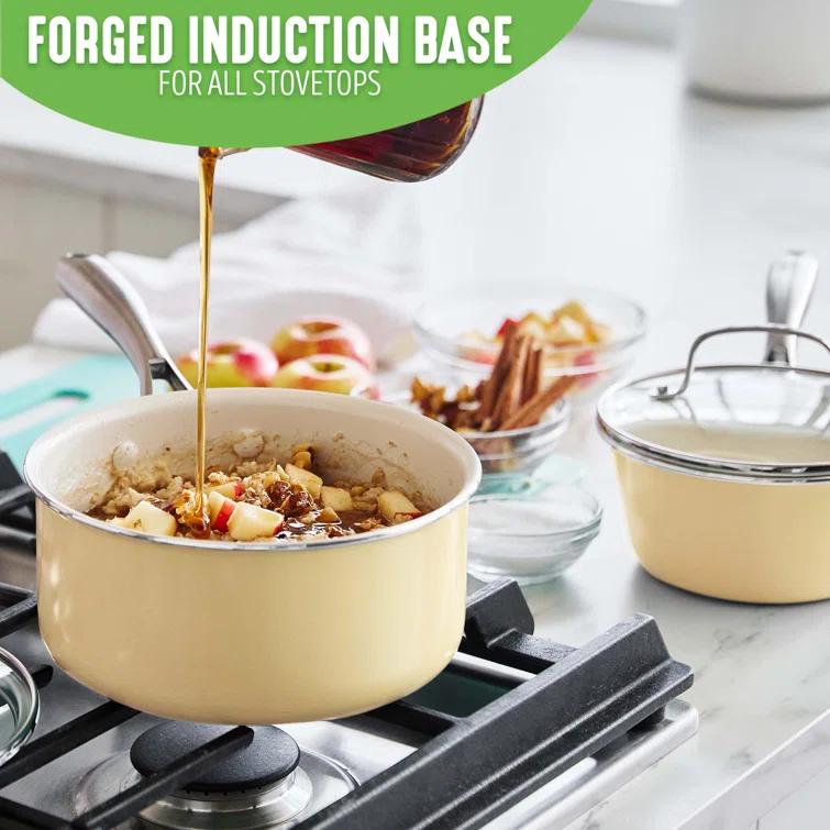 GreenLife GreenLife Artisan Healthy Ceramic Nonstick, 1L And 2L Saucepan Set, Stainless Steel Handle