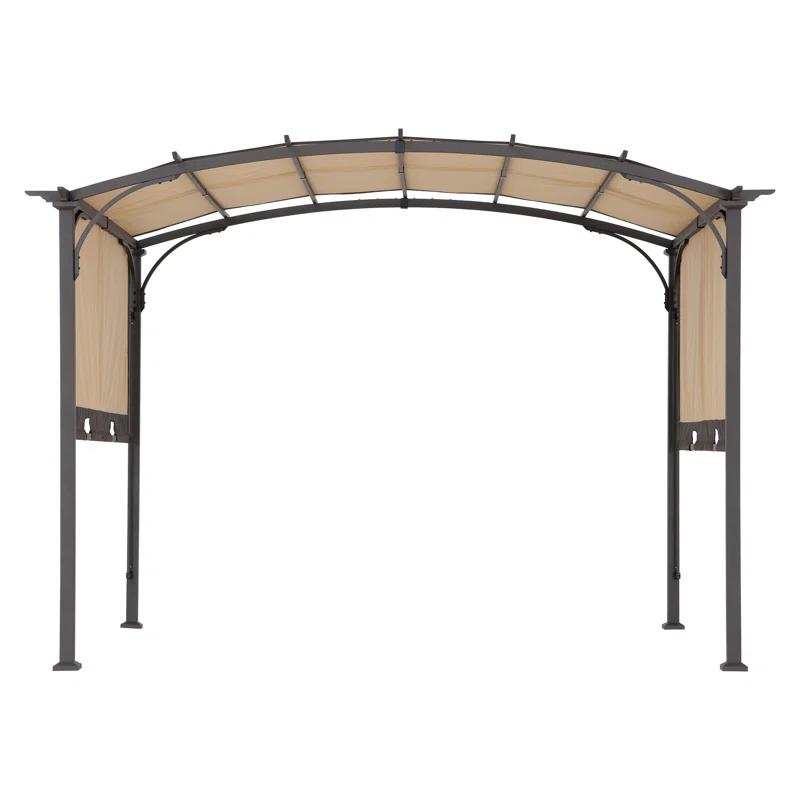 Sunjoy Sunjoy Lindt 9.5 x 11 ft. Outdoor Steel Arched Pergola with Adjustable Canopy for Patio, Backyard, and Garden
