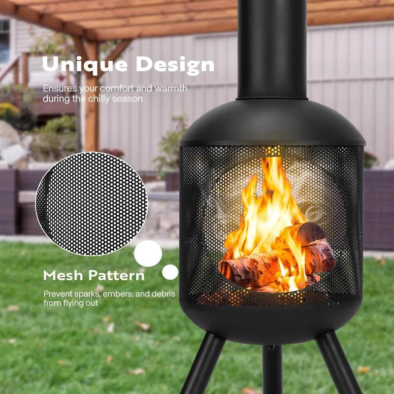Romn 46.7'' H Steel Outdoor Chiminea