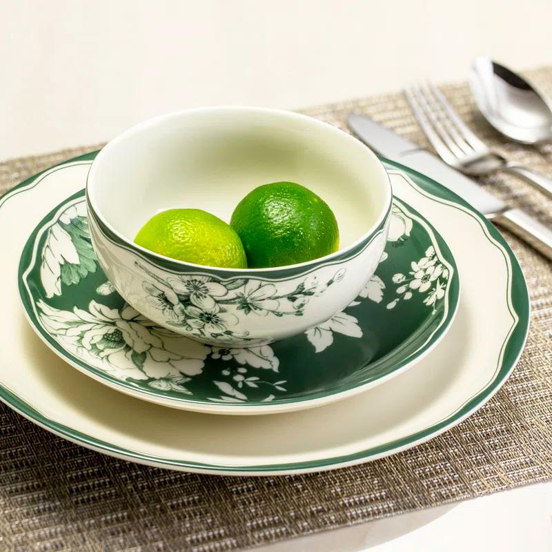 222 Fifth 222 Fifth Brittany 12-Piece Porcelain Dinnerware Set - Service For 4, Plate & Bowl Set