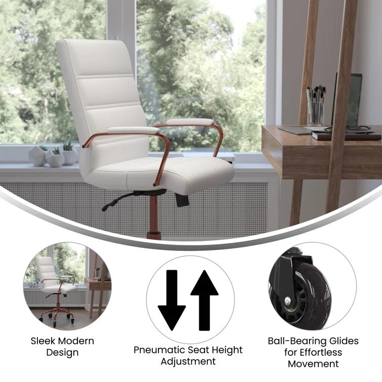 Flash Furniture Mid-Back Executive Swivel Office Chair with Arms, and Transparent Roller Wheels