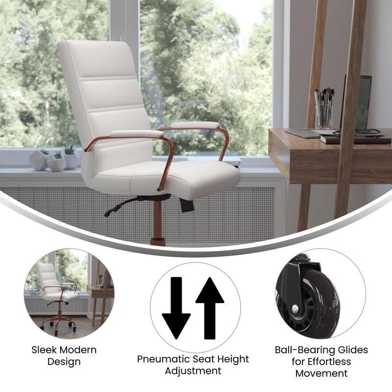 Flash Furniture Mid-Back Executive Swivel Office Chair with Arms, and Transparent Roller Wheels