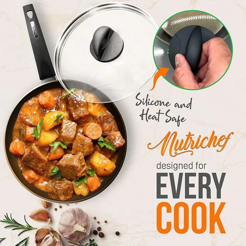NutriChef 12 - Piece Non-Stick Aluminum Cookware Set