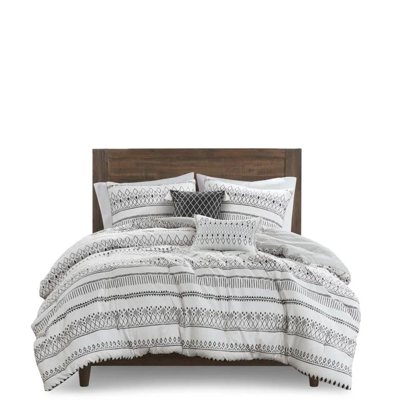 Madison Park Fraser 5 Piece Printed Seersucker Comforter Set with Throw Pillows