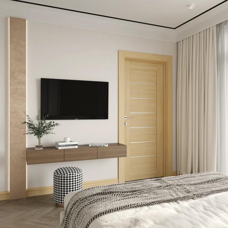 Belldinni Avon 07-02 Paneled Manufactured Wood and Frosted Glass Interior Door Slab