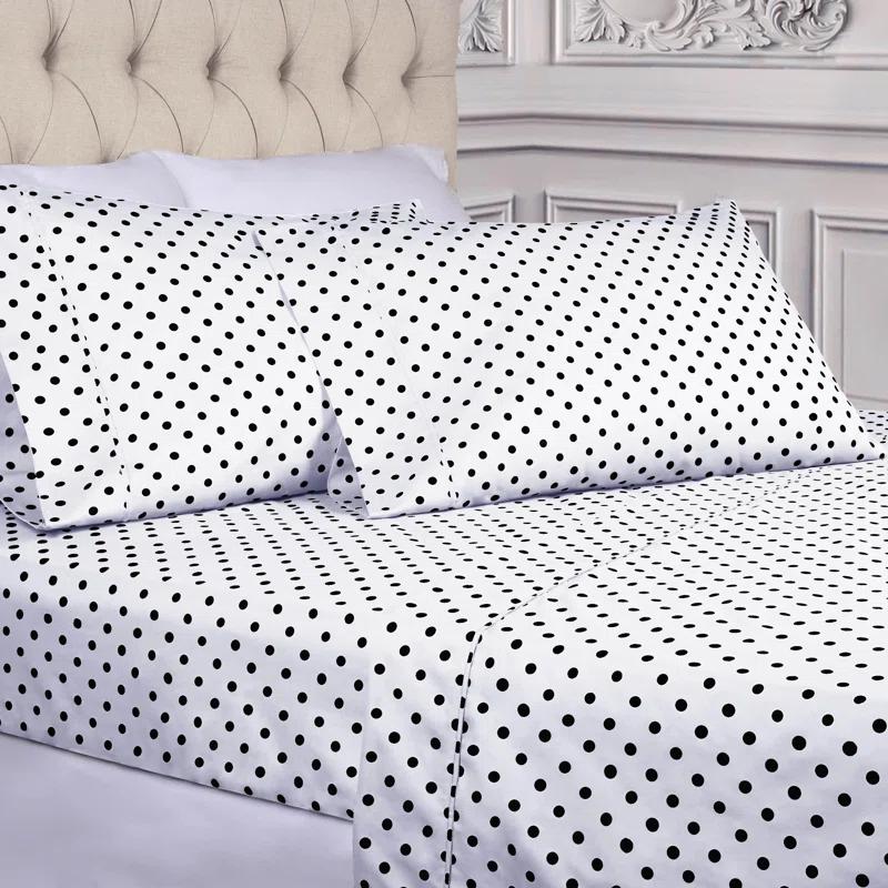 Superior Impressions Polka Dots 600 TC Cotton Poly Blend Deep Pocket Bed Sheet Set