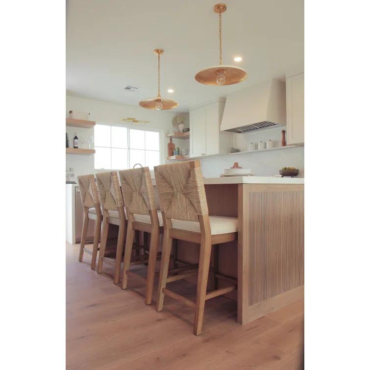 Nathan James Beacon Upholstered Counter Stool with Solid Wood Frame
