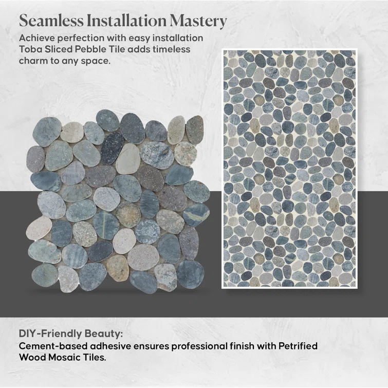 b.o.i Hawaii 12" x 12" Natural Stone Pebbles Mosaic Wall & Floor Tile