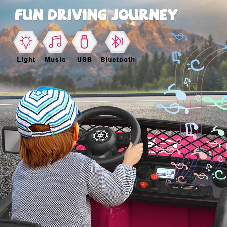 DEARAUTO DearAuto 24v Kids Ride On Car With Eva Tires, 4x75w Motors, Four Wheel Suspension, 3 Adjustable Speed, Mp3, Bluetooth,powered Ride On Truck For Kids