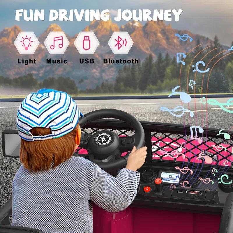 DEARAUTO DearAuto 24v Kids Ride On Car With Eva Tires, 4x75w Motors, Four Wheel Suspension, 3 Adjustable Speed, Mp3, Bluetooth,powered Ride On Truck For Kids
