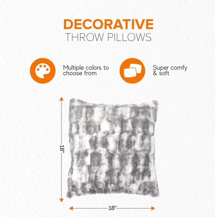Cheer Collection Geometric Faux Fur Throw Pillow