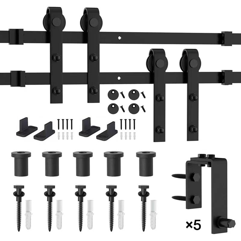 Lazio LAZ Sliding Double Bypass Double Door Barn Door Hardware Kit