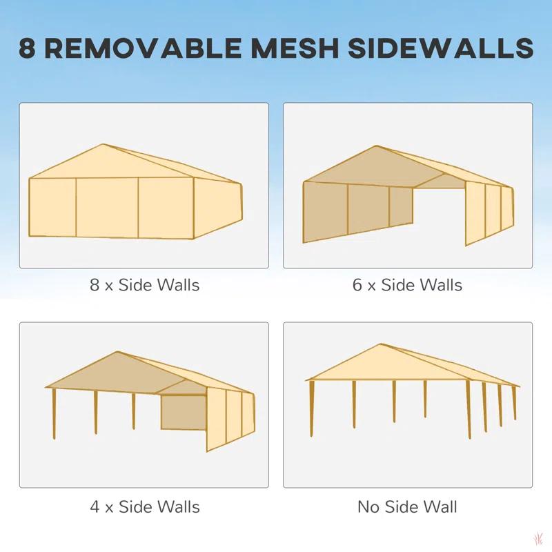 Tryimagine Outsunny 10' X 28' Party Tent Canopy, Outdoor Event Shelter Gazebo With 8 Removable Mesh Sidewalls, Zipper Doors, Steel Frame