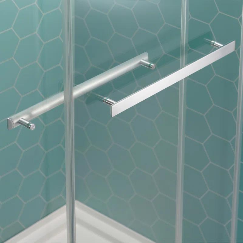 WoodBridge 44-48" W x 80" H Double Sliding Semi- Frameless Shower Door with 5/16"(8mm) Clear Tempered Glass SURFK-4880--CH