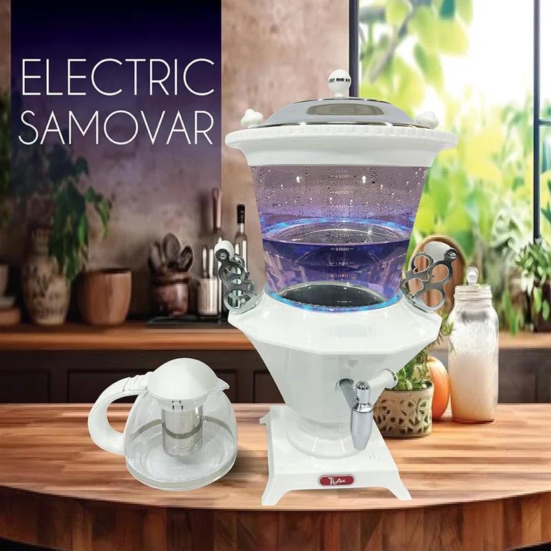 Ttak Houseware Ttak Houseware Electric Glass Samovar - Tea Maker Water Auto Shut Off Kettle Modern Design Overheat Boil-Dry Protection LED Temperature Glass Teapot