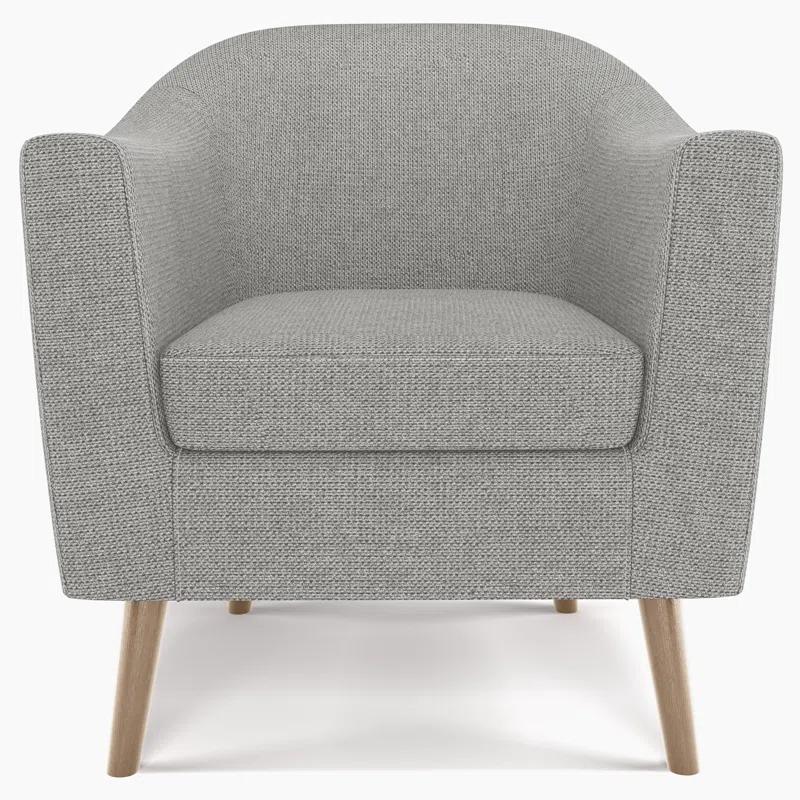 Simpli Home Thorne 30"W Upholstered Contemporary Accent Chair with Curved Back and Removable Foam Cushion