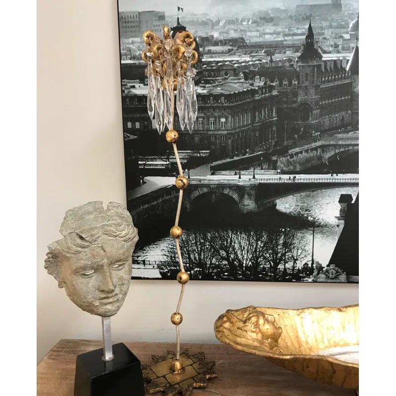 Venetian 23.5" Crystal and Gold Candlestick Holder