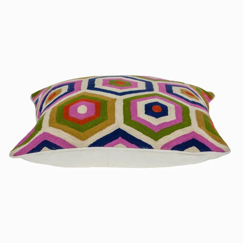Parkland Collection 20" Beige and Pink Cotton Throw Pillow