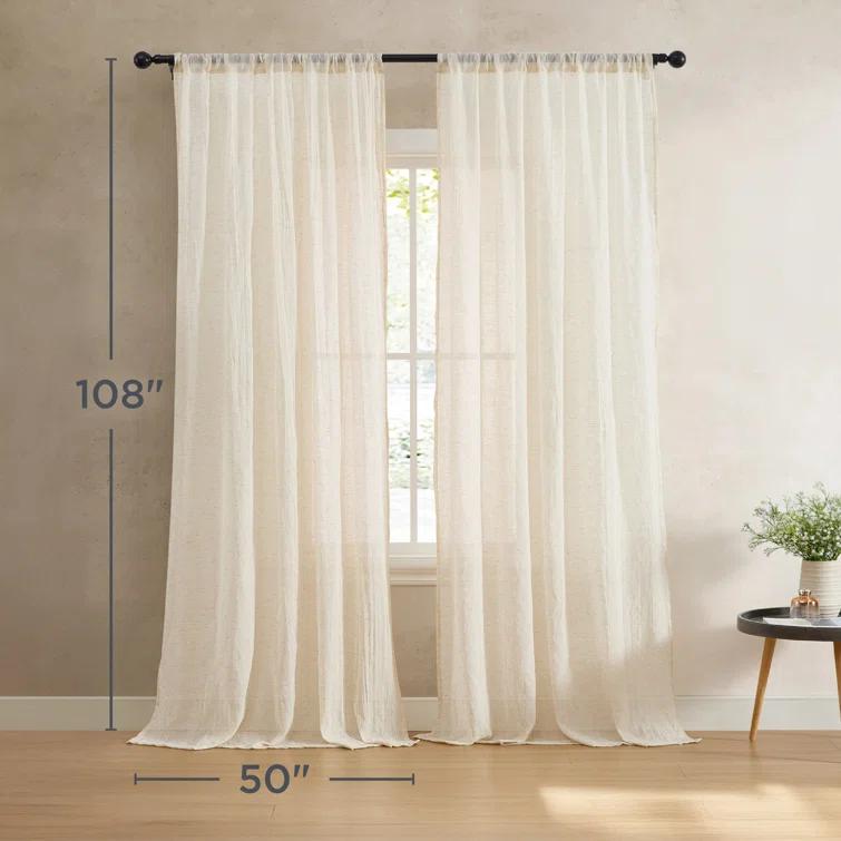Solid Semi-Sheer Curtain Panels (Set of 2)