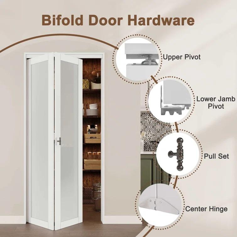Home Worthy 3 Frosted  Lite Glass Bi-Fold Door With Installation Hardware Kit  And Handle