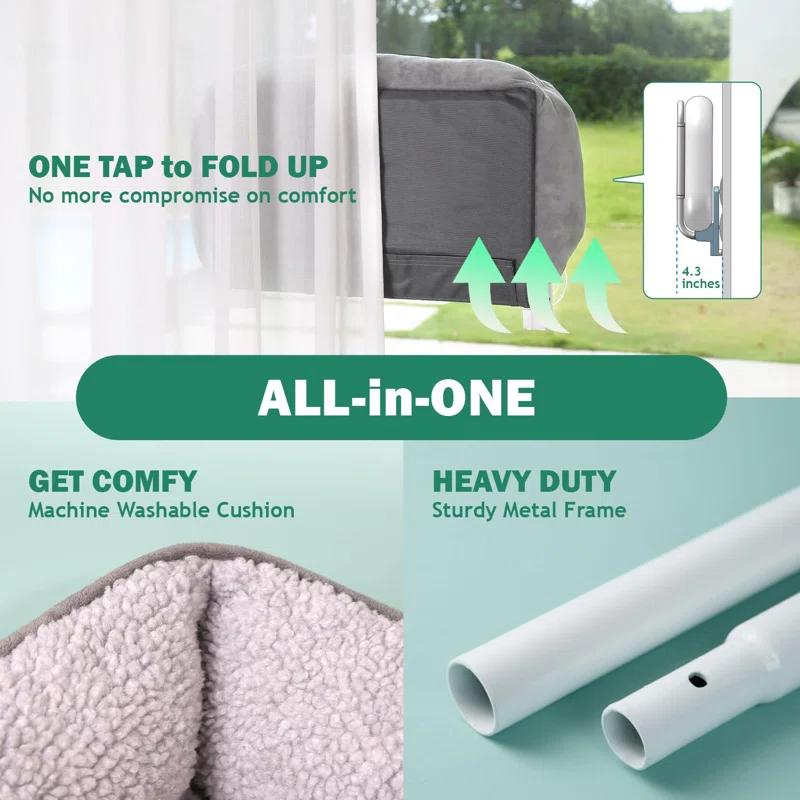 Archie & Oscar™ Foldable Cat Hammock For Window With Bolster - Cordless, Fold-Up, Three-Side Bolstered Machine Washable Fluffy Bed, Robust Metal Frame - Cat Window Perch For Large Cats And Kittens - Gray