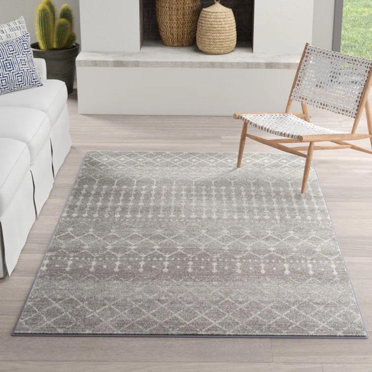 Union Rustic Amanuel Moroccan Geometric Area Rug in Dark Gray