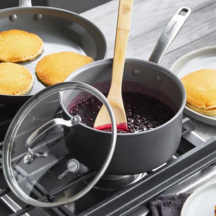 GreenPan GreenPan Chatham Healthy Ceramic Non-stick Covered Saucepan, 3 Quart, Gray