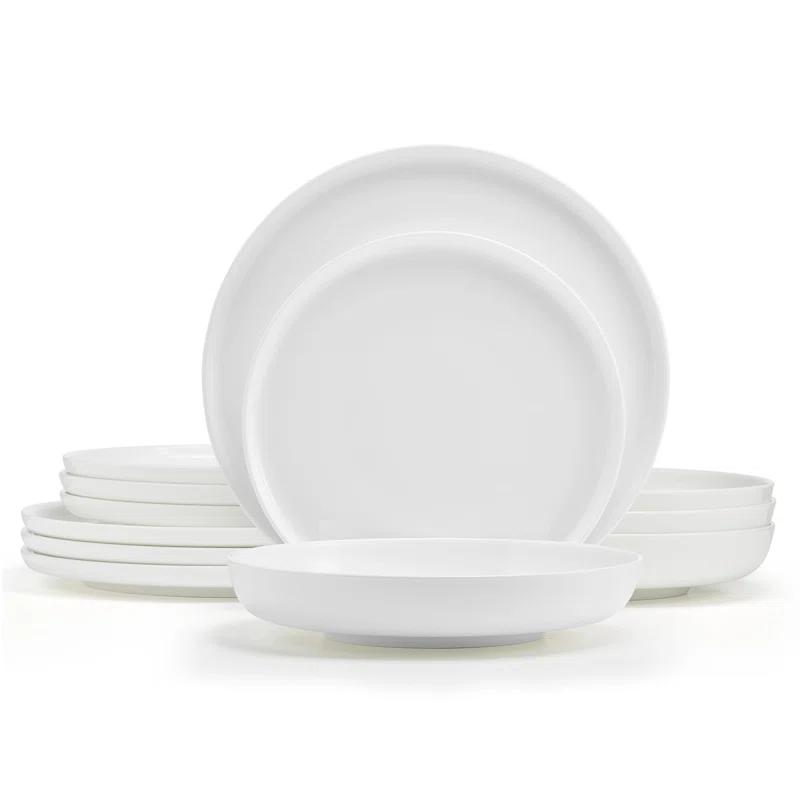 Mikasa Marion 12-Piece Lightweight Chip-Resistant Bone China Dinnerware Set, Service for 4