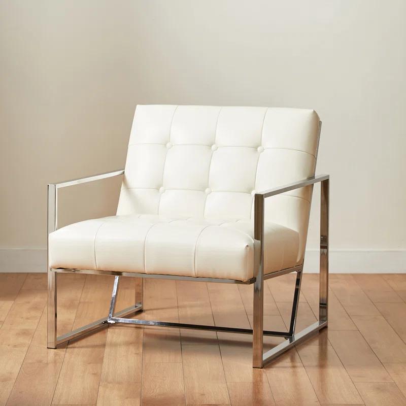 Siebo 30'' Wide Tufted Cream Armchair