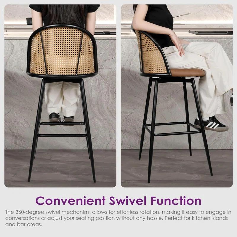 Bayou Breeze Upholstered Swivel Bar & Counter Stool (Set Of 2)