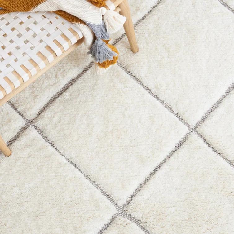 Henrie Geometric Handwoven Area Rug in Ivory/Gray