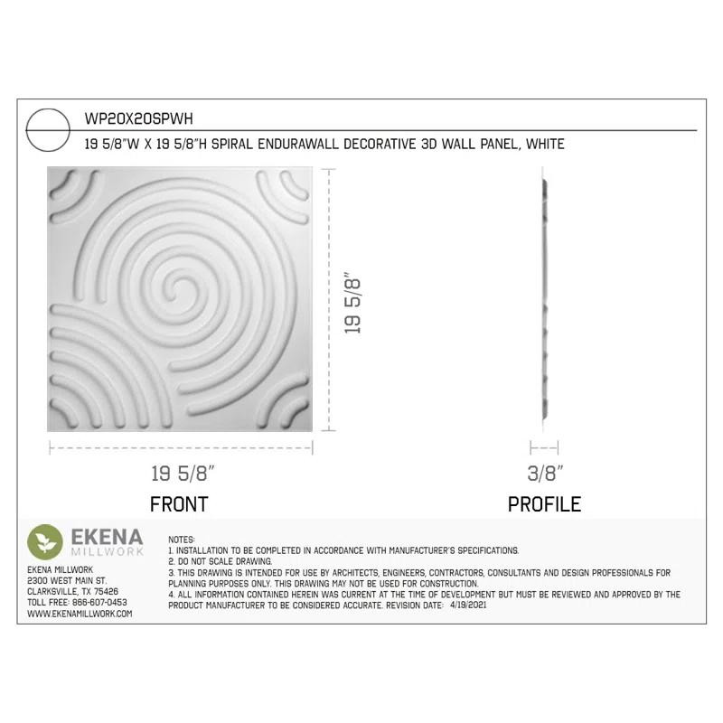 Ekena Millwork Spiral EnduraWall Decorative 3D Wall Panel (Set of 10)