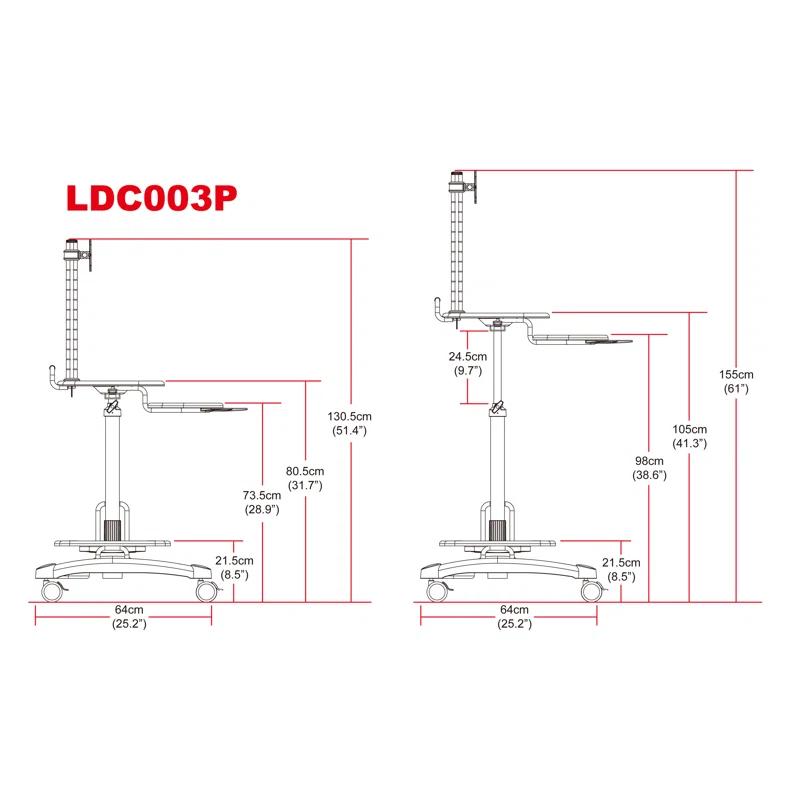 Aidata U.S.A 27.56'' H x 25.2'' W Laptop Cart with Wheels
