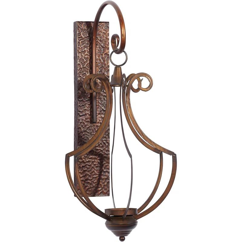Co-t Bronze Iron Wall Sconce With Textured Finish And Glass Globe For Elegant Candle Display